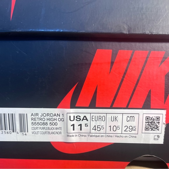 Nike Retro Court Purple Air Jordan 1 High Top Basketball Shoes - Picture 2 of 10